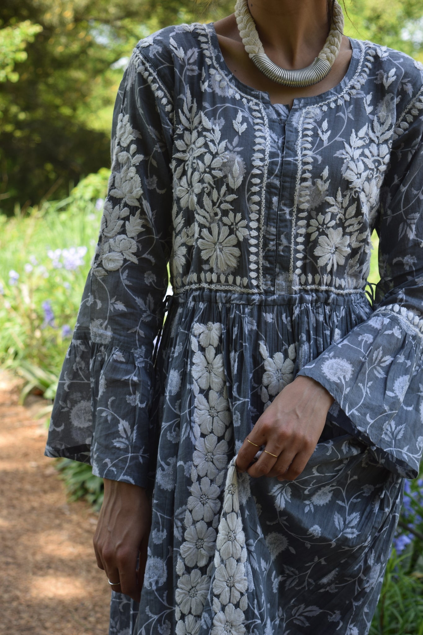 Printed Chikankari Midi