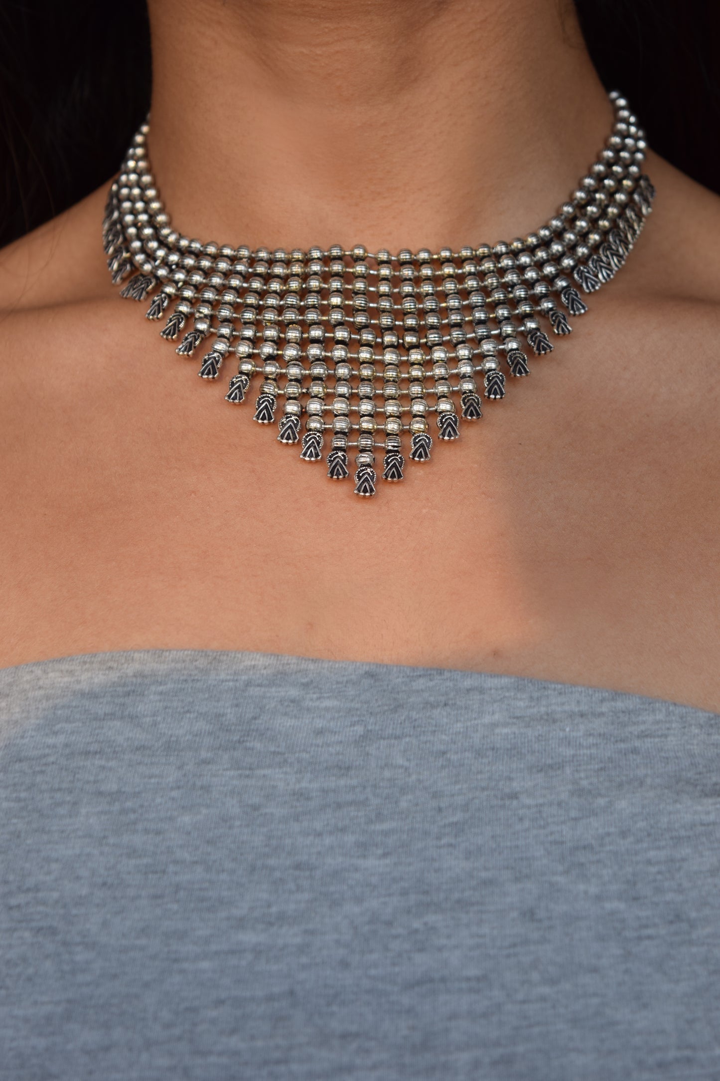 Silver Pyramid Necklace